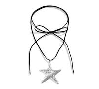 Yalice Puffy Heart Pendant Necklace Big Heart Star Choker Necklaces Black Flower Wrap Necklace Y2K Evil Eye Necklace for Women, One Size, Glass, rope