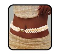Yalice Shell Waist Chains for Women Summer Beach Belly Chain Layered Starfish Body Chains Gold Satellite Beads Chain for Waist (Shell-B)