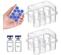 Yalikop 2 Pack 3mL Vial Organizer for Fridge, 2x10 Slots Plastic Stackable Transparent Medical Peptide Storage Case, Refrigerator Freezer Safe Holder for Insulin, Peptides, Diabetic Care Supplies