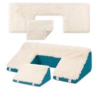 Yalikop 2 Pcs Sheepskin Bedsore Turning Wedge Pillow Set Anti Bed Sores Treatment Bedridden Sheepskin Pad for Preventing Pressure Turning Bedridden Side Sleeping Body Positioning Medical Care