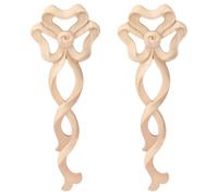 Yalikop 2 Pcs Wood Carved Onlay Wooden Appliques Versailles Medium Ribbon with Bow Drop Onlay Furniture Decals Bow Decor for Home Wall Door Dresser Bed Mantel Cabinet, 12.36 x 4.92 Inch