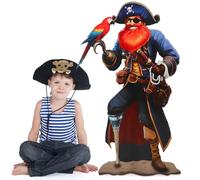 Yalikop 5 Feet Pirate Theme Party Decoration Halloween Valiant Heroine & Bold Pirate Cardboard Cutout Stand-up Life Size Captain Photo Prop Backdrop Standup for Halloween Party Decor(Man)