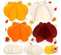 Yalikop 8 Set 24 Pcs 7.87 Inch DIY 3D Pumpkin Fall Crafts Wooden Pumpkin Craft Wooden Cutouts Slices Thanksgiving Crafts for Autumn Harvest DIY Table Tiered Tray Decor