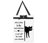 Yalikop Funny Cat Bathroom Sign Decor Welcome To The Bathroom A Cat Will Be With You Shortly Wall Decor 8 x 6 Inch Hanging Wooden Wall Art Housewarming Mom Gifts for Home Toilet Restroom