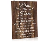 Yalikop House Warming Gifts New Home Bless This Home Wall Decor House Blessing Plaque Farmhouse Entryway Sign Wood Rustic Sign for Living Room Bedroom Homeowner Gift Decor(13.8 x 11 Inches,Brown)