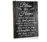 Yalikop House Warming Gifts New Home Bless This Home Wall Decor House Blessing Plaque Farmhouse Entryway Sign Wood Rustic Sign for Living Room Bedroom Homeowner Gift Decor(13.8 x 11 Inches,Black)