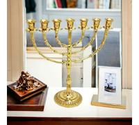 Yaliland 7 Branches Brass Pure Copper Menorah Menora - 11 Inches Hight