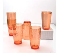 Yalin 20 Ounce Acrylic Drinking Glasses, Reusable Plastic Tumbler, Stackable, BPA-Free, Shatter Proof, Dishwasher Safe, Set of 6 Cups (Orange)