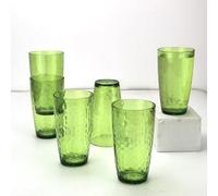 Yalin 20 Ounce Acrylic Drinking Glasses, Reusable Plastic Tumbler, Stackable, BPA-Free, Shatter Proof, Dishwasher Safe, Set of 6 Cups (Green)