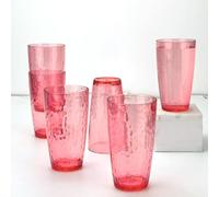 Yalin 20 Ounce Acrylic Drinking Glasses, Reusable Plastic Tumbler, Stackable, BPA-Free, Shatter Proof, Dishwasher Safe, Set of 6 Cups (Red)