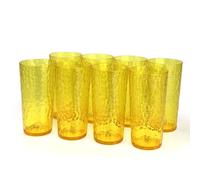 Yalin 24-Ounce Plastic Tumbler Acrylic Drinking Glasses, Reusable Plastic Cups, Stackable, BPA-Free, Shatter Proof, Dishwasher Safe, Set of 8 (Yellow)
