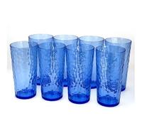 Yalin 24-Ounce Plastic Tumbler Acrylic Drinking Glasses, Reusable Plastic Cups, Stackable, BPA-Free, Shatter Proof, Dishwasher Safe, Set of 8 (Blue)