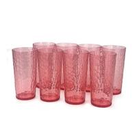 Yalin 24-Ounce Plastic Tumbler Acrylic Drinking Glasses, Reusable Plastic Cups, Stackable, BPA-Free, Shatter Proof, Dishwasher Safe, Set of 8 (Pink)