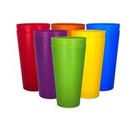 Yalin 32 Ounce Plastic Tumblers/Large Drinking Glasses/Party Cups/Iced Tea Glasses,Unbreakable, Dishwasher Safe, BPA Free,Set of 12 in 6 Assorted Colors