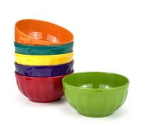 Yalin Melamine Bowls Set, 6 Inch 100% Melamine Cereal/Soup/Salad Bowls, 28oz, Set of 6 In 6 Assorted Colors, Shatter Proof and Dishwasher Safe, BPA Free