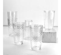 Yalin - Set of 6 Acrylic Glasses 591 ml (20 oz) - Reusable Plastic Glass, Stackable, BPA Free, Shatterproof, Dishwasher Safe (Clear)