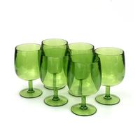 Yalin Set of 6 Stackable Unbreakable Acrylic Plastic Wine and Water Glasses 355 ml (Green, 355 ml)