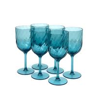 Yalin Set of 6 Stackable Unbreakable Acrylic Plastic Wine and Water Glasses 445 ml (Cyan, 445 ml)