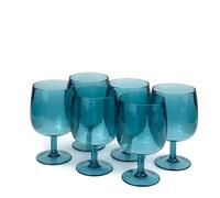 Yalin Set of 6 Unbreakable 12 oz Acrylic Plastic Wine and Water Tumbler Stackable Goblets. (Cyan, 12 oz)