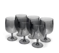 Yalin Set of 6 Unbreakable 12 oz Acrylic Plastic Wine and Water Tumbler Stackable Goblets. (Gray, 12 oz)