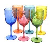 Yalin Set of 6 Unbreakable 12 oz Acrylic Plastic Wine and Water Tumbler Stackable Goblets. (Multicolor, 15 oz)