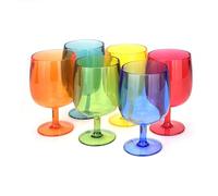 Yalin Set of 6 Unbreakable 12 oz Acrylic Plastic Wine and Water Tumbler Stackable Goblets. (Multicolor, 12 oz)