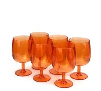 Yalin Set of 6 Unbreakable 12 oz Acrylic Plastic Wine and Water Tumbler Stackable Goblets. (Orange, 12 oz)