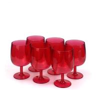 Yalin Set of 6 Unbreakable 12 oz Acrylic Plastic Wine and Water Tumbler Stackable Goblets. (Red, 12 oz)
