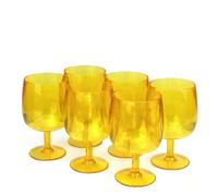 Yalin Set of 6 Unbreakable 12 oz Acrylic Plastic Wine and Water Tumbler Stackable Goblets. (Yellow, 12 oz)