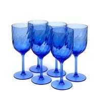 Yalin Set of 6 Unbreakable 15 oz Acrylic Plastic Wine and Water Tumbler Stackable Goblets. (Blue, 15 oz)