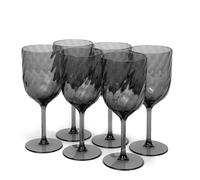 Yalin Set of 6 Unbreakable 15 oz Acrylic Plastic Wine and Water Tumbler Stackable Goblets. (Gray, 15 oz)
