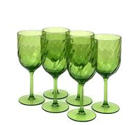 Yalin Set of 6 Unbreakable 15 oz Acrylic Plastic Wine and Water Tumbler Stackable Goblets. (Green, 15 oz)