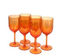 Yalin Set of 6 Unbreakable 15 oz Acrylic Plastic Wine and Water Tumbler Stackable Goblets. (Orange, 15 oz)