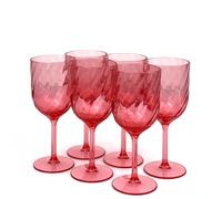 Yalin Set of 6 Unbreakable 15 oz Acrylic Plastic Wine and Water Tumbler Stackable Goblets. (Red, 15 oz)