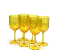 Yalin Set of 6 Unbreakable 15 oz Acrylic Plastic Wine and Water Tumbler Stackable Goblets. (Yellow, 15 oz)