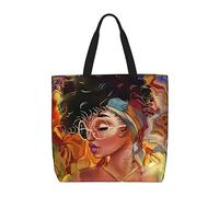 yalinan African Print Tote Bag for Women afro Magic Shoulder Handbag Large Capacity for Work Travel Picnic, Color 1, L