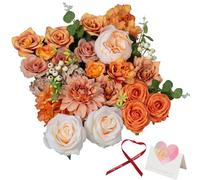 YALIOURS Artificial Flowers Combo Artificial Flowers with Stems for Homemade Flower Arrangements, Orange Faux Silk Flowers for Wedding Bridal Bouquets Baby Shower Party Home Decoration