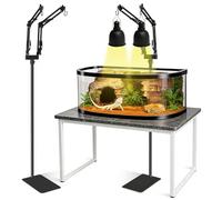 Yalitrca Adjustable Dual-Head Reptile Heat Lamp Stand & Holder Bracket with Floor Base for Terrariums, Vivariums, Glass Tanks, Tortoise Tables, Bearded Dragons & Small Pets