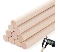 Yaliuliu 10-Pack 1/2 x 12 Inch Round Solid Wood Craft Dowel Rods for Macrame, DIY Projects, and Crafting