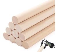 Yaliuliu10PCS Dowel Rods Wood Sticks,1x12 Inch Unfinished Round Wooden Hardwood Sticks for Arts,DIY, Crafts,Tiered Cake Support and Wedding Ribbon Wands