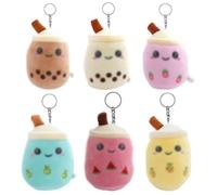 YaLiyA 6pcs Mini Backpack Keyring Squishmallow Keyring Bubble Tea Plush Keyring Mini Key Chains Plush Bubble Tea Plush Key themed gifts