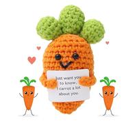 YALiya Funny Positive Carrot, Mini Cute Crochet Carrot with Positive Card, Emotional Support Gift, Positive Gifts, Positive Affirmation Gifts, Good Luck Carrot Gifts