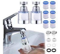 YaLiyA Water Filter for Tap 2 Pcs Faucet Water Filters+6 Filter Cartridges 360 Degree Rotating Hard Water Filter Splashproof Faucet Filter Universal Model for Home Kitchen Bathroom Shower