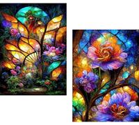 YALKIN 2 Packs 5D Diamond Art Kits for Adults, 5D Flowers Diamond Painting Kits with Round Drills Full Drill Gem Painting Set for Home Wall and Gifts Christmas 12x16inch (30x40CM)