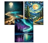 YALKIN 3 Packs Paint by Numbers Kits for Adults（16x20in/40x50cm）, Painting by Number Kits On Canvas,Without Frame DIY Color Oil Painting Acrylic Paints,Home Wall Decor Christmas
