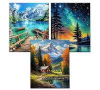 YALKIN 3 Packs Paint by Numbers Kits for Adults（16x20in/40x50cm）, Painting by Number Kits On Canvas,Without Frame DIY Color Oil Painting Acrylic Paints,Home Wall Decor Christmas