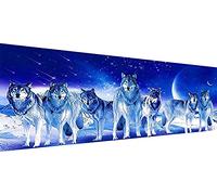 YALKIN 5D Diamond Painting Kits for Adults DIY Large Wolves Full Round Drill (35.4x11.8inch) Cross Stitch Embroidery Pictures Arts Paint by Number Kits Diamond Painting Kits for Home Wall Decor