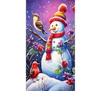 YALKIN DIY Diamond Painting Kits for Adults, 5D Christmas Snowman Large Diamond Art with Round Drills Full Drill Gem Big Painting Set for Home Wall and Gifts 16 x 28 inch (40x70CM)