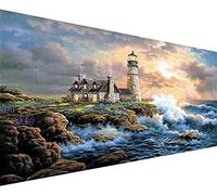 YALKIN DIY Diamond Painting Kits for Adults, Large Lighthouse Diamond Art with Round Drills Full Drill Gem Big Painting Set for Home Wall and Gifts 16 x 35 inch (40x90CM)