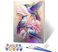 YALKIN Paint by Numbers Kits for Adults, Bird and Flower Framed Painting by Number Kits On Canvas, DIY Color Oil Painting Acrylic Paints, Home Wall Decor 12x16in/30x40cm (with Frame)